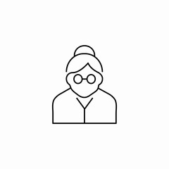old woman glasses icon sign vector