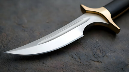 Close Up Of Modern Knife With Gold Accents