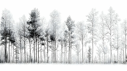 Black And White Forest Landscape Illustration