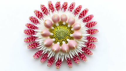 Ornamental Flower Design With Pink Red And White Petals On White Background