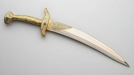 Ornamental Gold Dagger With Detailed Blade