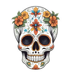 decorated skull day of the dead illustration