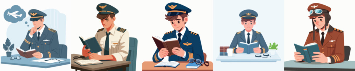 pilot character vector reading book