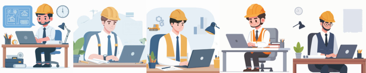 architect character vector playing laptop