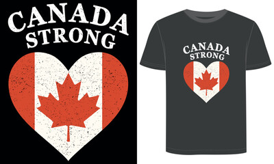 Canada Strong T-Shirt Distressed Heart Maple Leaf Flag Design for Canadian Pride And Resilience