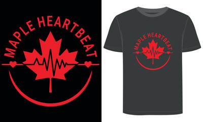 Maple Heartbeat Canada T Shirt, Canadian Flag ECG Line Design for Patriotic Pride And Heartfelt Love