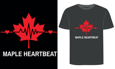 Maple Heartbeat Canada T Shirt, Minimalist ECG Line Maple Leaf Design for Patriotic Canadians And Travel Gifts