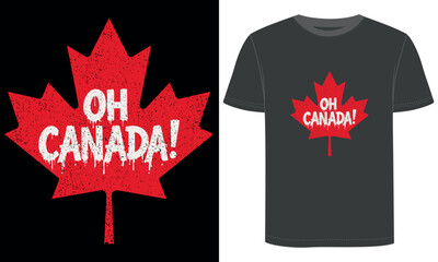 Oh Canada Vintage T Shirt, Grunge Maple Leaf Patriotic Design for Canadian Pride And  National Holidays