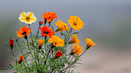 Obraz premium Colorful Flowers In Rain