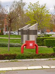 Red Fire Hydrant Box Water Supply at City Park