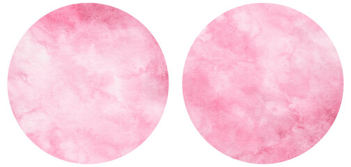  Two watercolor pink circles with soft gradient texture. Hand-painted abstract round shapes perfect for Christmas ornaments, design elements, crafts, and holiday decor.