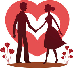 Love heart silhouette of a romantic couple