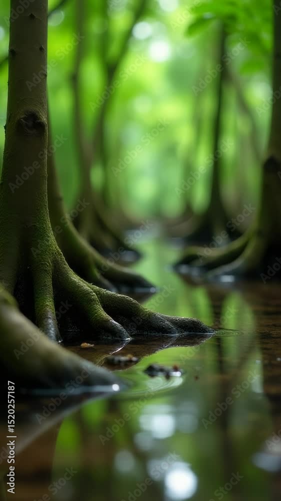 Poster A group of trees submerged in water, perfect for use in environmental or scenic contexts