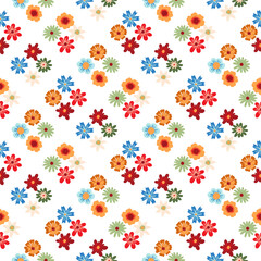 Preppy summer simple flower head checkered seamless pattern. Vivid coquette romb flower texture