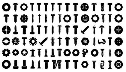 Collection of various screw and bolt icons