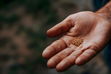 A Person Holding Mustard Seeds to Illustrate the Parable of Jesus Christ Faith Like a Mustard Seed