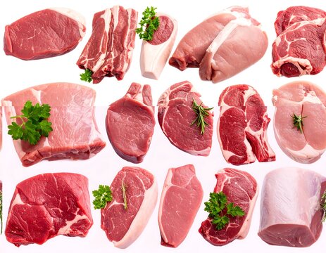 Assorted raw meat cuts