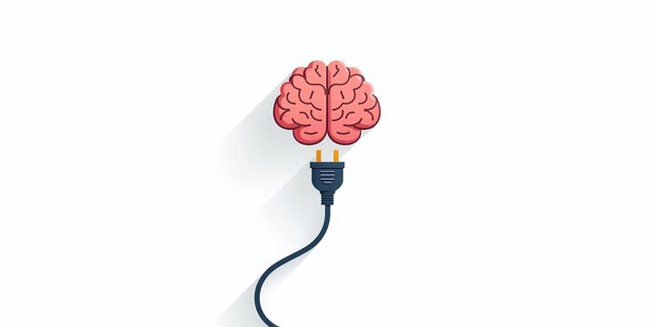 Brain with socket plug, brain needs constant energy supply 