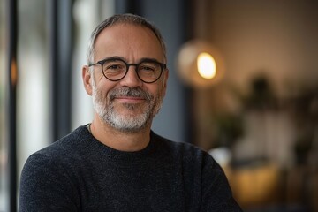Smiling Middle-Aged Businessman in Casualwear. Professional Portrait with Modern Style and Confidence