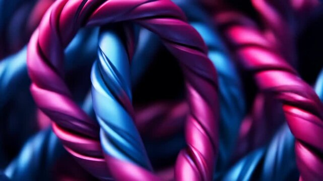 Abstract candy canes close-up with red and blue twisted stripes