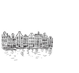 Amsterdam Houses Hand drawn doodle illustration