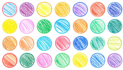 Colorful Crayon Circles Pattern on Transparent Background