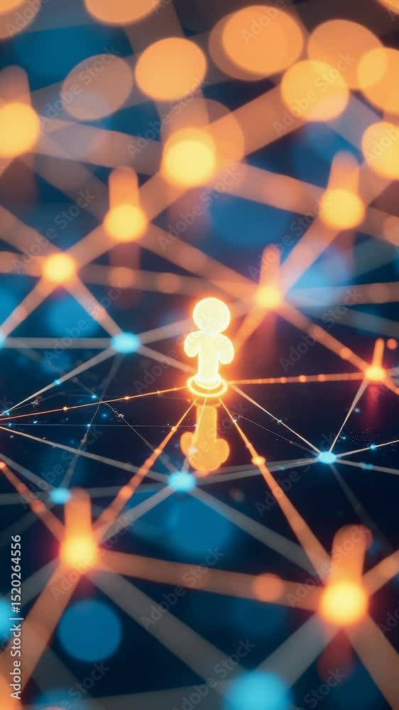 Aufkleber a person stands in front of a network of dots, great for illustrating ideas and concepts