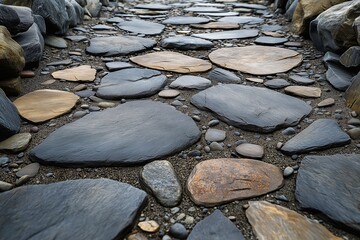 Decorative Pebble Stone Pathway. Durable Outdoor Landscaping Walkway for Gardens & Urban Areas