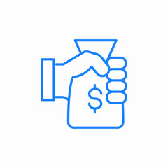 hand holding moneybag icon sign vector
