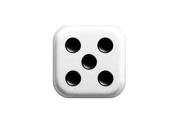 dice icon gaming and luck theme white and black vector flat minimalist design isolated on transparent background