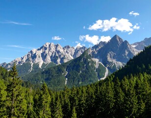 Fototapeta premium Mountain range view with forest