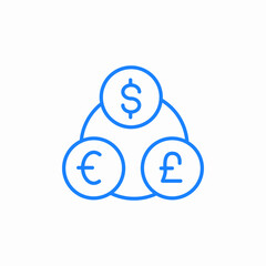 multicurrency exchange icon icon sign vector