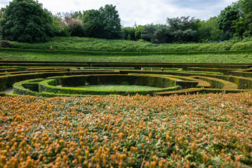 Maze in Colline aux Oiseaux Park, Birds' Hill park, a large landscaped park in Caen, capital of Calvados department, Normandy, France