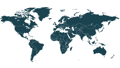 World map. Black modern vector map. Silhouette map.