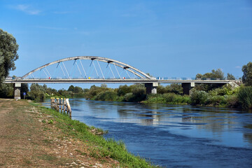 Steel road bridge over the Notec river in Santok