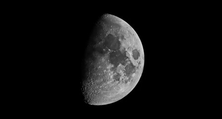 Crescent moon isolated on black, clipping path	