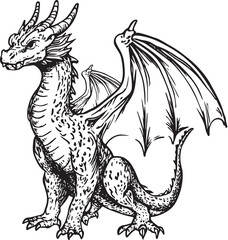 Vintage dragon vector illustration
