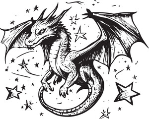 Vintage dragon vector illustration