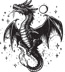 Vintage dragon vector illustration