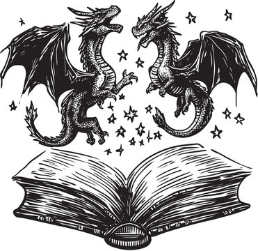 Vintage dragon vector illustration