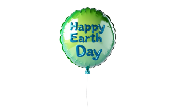 Happy Earth Day balloon in green and blue colors floating with celebration isolated on transparent background PNG