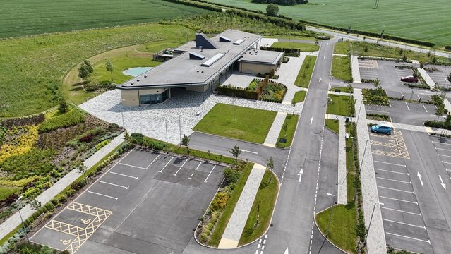 aerial view of Lilley fields crematorium and memorial garden. Sproatley. Kingston upon Hull 