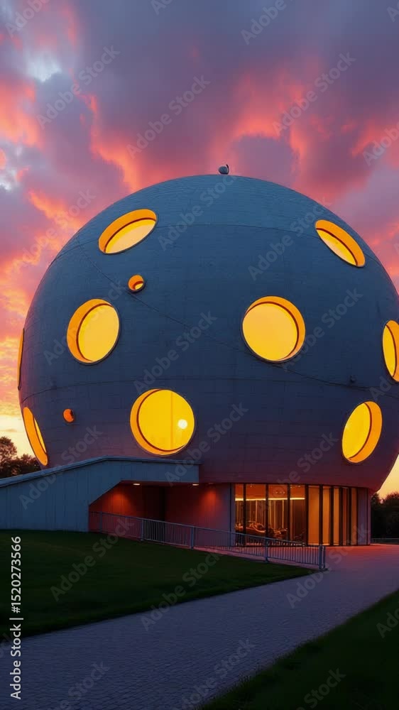 Aufkleber A modern architecture building with round windows