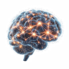 Artificial Brain with Glowing Neural Lines in High Fidelity