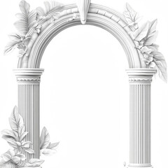 Boho Aesthetic Arch Frame with Linear Texture White Background