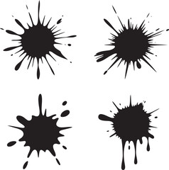 Paint splashes and drips silhouette set vector illustration isolated On Transparent Background
