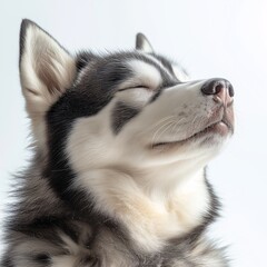 Obraz premium Adorable Close-Up of Calm Fluffy Husky. A Well-Groomed, Lovable Canine Portrait