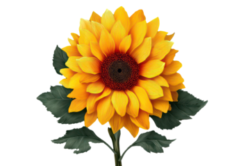 sunflower icon yellow floral vector flat botanical design minimalist isolated style isolated on transparent background