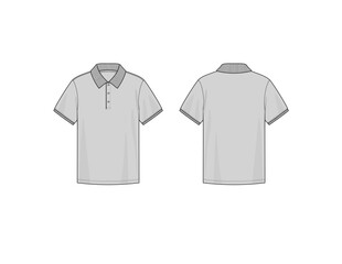 Flat Sketch of Men's Short Sleeve Polo Shirt Vector for Fashion Design