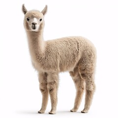 Adorable Baby Alpaca Portrait. Cute, Furry Fuzziness on White Background - Perfect Farm Animal Photography for Alpaca Lovers